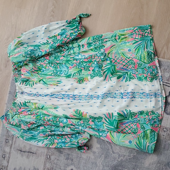 Lilly Pulitzer Maryellen Resort White Coconut Row Engineered Woven Dress SzL - Picture 10 of 11